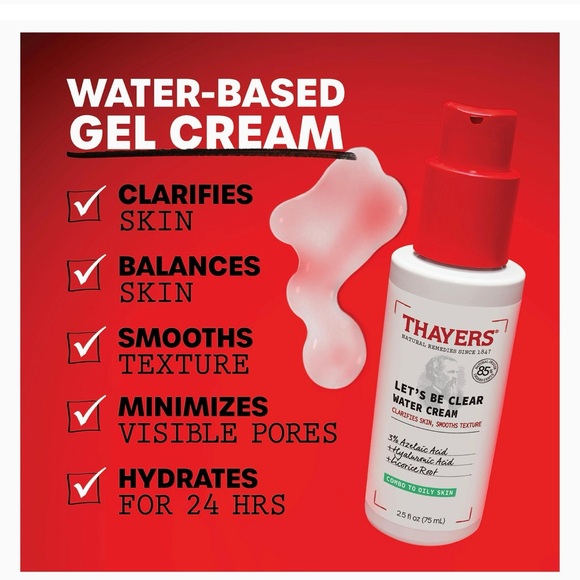 Thayers Let’s Be Clear Water Cream NEW + Hyaluronic Acid 1oz NEW SEALED - Picture 3 of 8